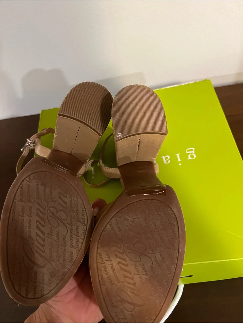 Gianni Bini Beige Knotted Platform Sandals with Ankle Strap